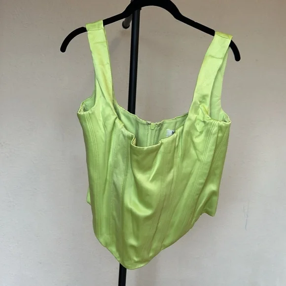 HOUSE OF‎ CB 'Rafa' Lime Satin Longline Corset NWOT size XL